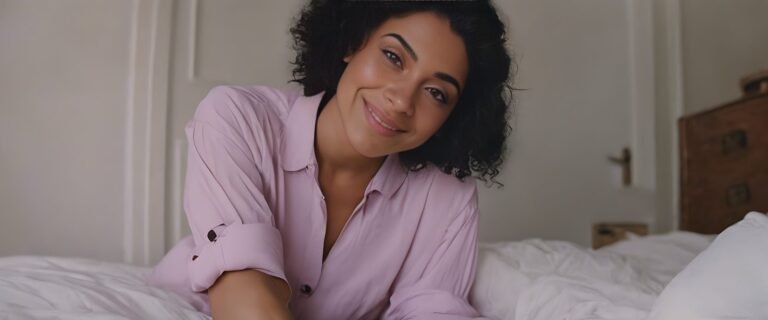A woman in pink shirt.